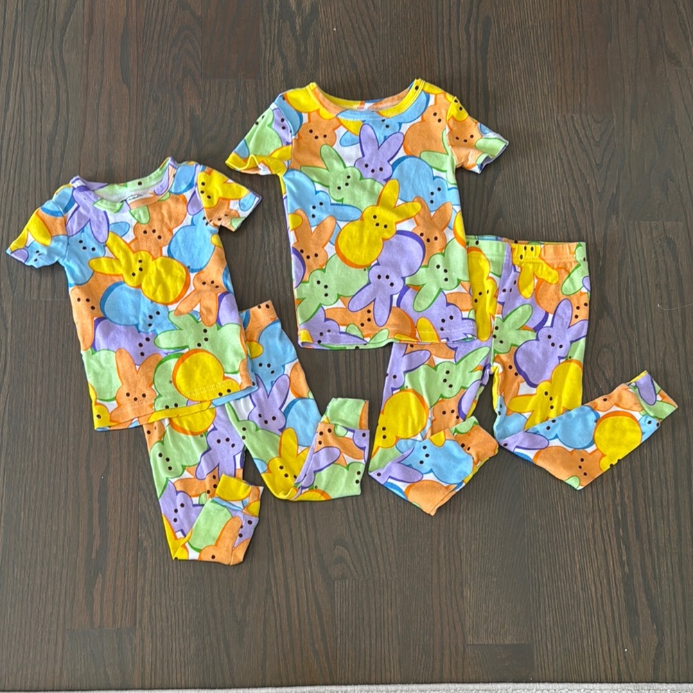 Peeps Easter Bunny Snug Fit Pajama Set 2T & 4T Colorful 2-Piece